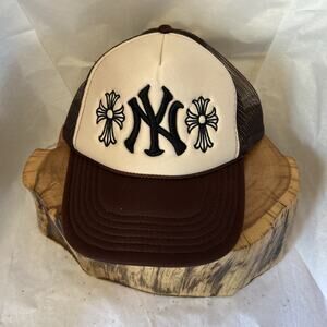 New York Yankees Hat Otto Adjustable Cap One Size Brown Crosses Trucker Hat